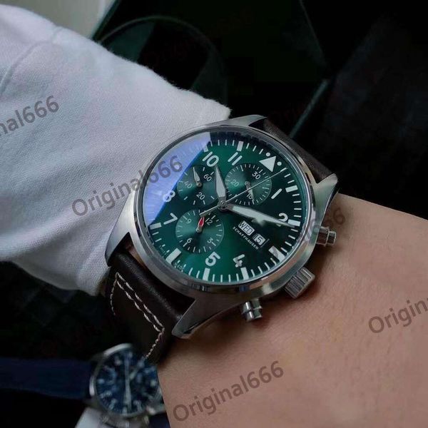 Pahalı Menwatch IWC Watch Mens Pilot Chronograph Watches 5A/3A Kalite Otomatik Mekanik Hareket Uhren Watchmen tüm Dial Work Montre Pilot Luxe C5CF