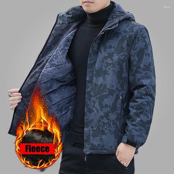 Jaquetas masculinas inverno velo militar com capuz outwear jaqueta impermeável grosso quente casual casacos masculino roupas blusão