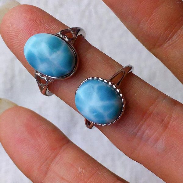 Cluster-Ringe, lose Perlen, S925-Larimar-Ring, Großhandel für DIY-Schmuck, Einheitsgröße