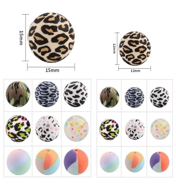 Perle di silicone per uso alimentare Massaggiagengive Rotondo Leopard Bead Bambino masticabile Dentizione per fai da te 20220301 Q25885977