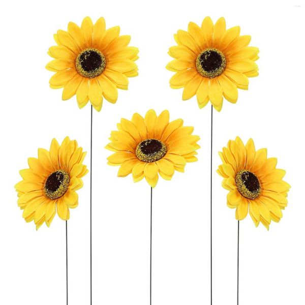 Decoratieve bloemen Outdoor Garden Decoraties Landschap Courtyard Villa Simulatie Zonnebloem Lawn Pole 5pcs Stake Stakes