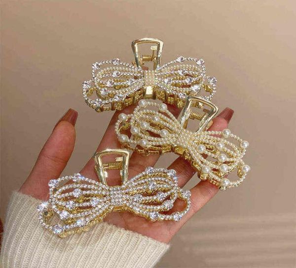 Requintado arco pérola clipe de diamante completo elegante aperto grampo de cabelo para mulheres uso diário jóias presentes acessórios de cabelo para mulher t2208083358334