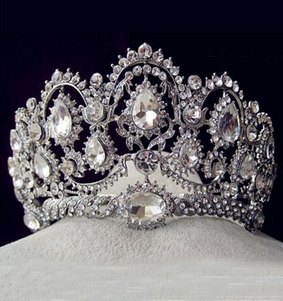 Europeu vintage tiaras prata jóias de noiva quinceanera strass cristal coroas pageant casamento acessórios para o cabelo Brides5734931