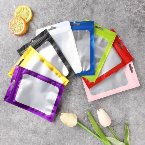 75x10cm Sacos de folha de alumínio coloridos Auto Seal Plastic Zipper Bag Embalagem para armazenamento de lanche de alimentos Matte Clear Mylar Baggies Qxidl Bjjls