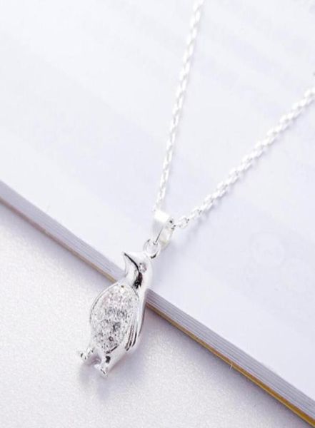 Mizaç Tutaraç Kişilik Sevimli Penguen Parlak Edebiyat Versa 925 STERLING Gümüş Klavikula Zinciri Kadın Kolye Chokers7984576