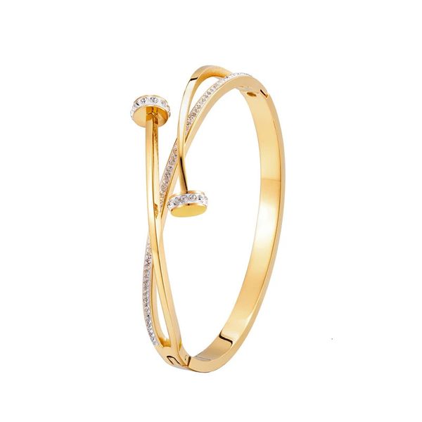 Único duplo cristal cabeça do prego cruz pulseira de aço inoxidável para mulher amor presente de casamento pulseira jóias atacado 231226