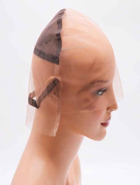 DIY klebefreie Vollspitzen-Perückenkappe für die Herstellung von Perücken, Schweizer und französisches Spitzen-Haarnetz mit Riemen und Ohr-zu-Ohr-Stretch8103671