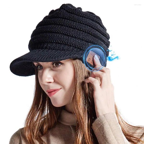 Cappellini da baseball Cappello compatibile Bluetooth a mani libere Cuffie wireless Berretto da baseball lavorato a maglia per la caccia all'aperto invernale unisex