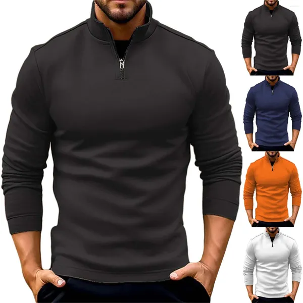 Homens camisetas moda primavera e outono casual manga longa zíper homens sólidos pacote mens roupa interior briefs altos para