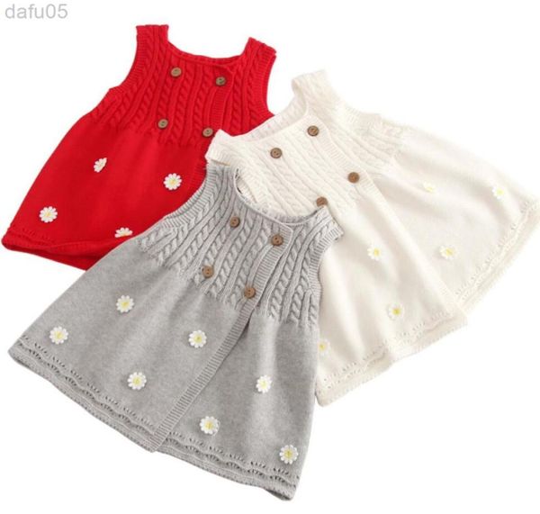 Bebê meninas camisola botão colete de malha vestido para crianças colete roupas infantis elegantes vestidos de princesa l2208037960112