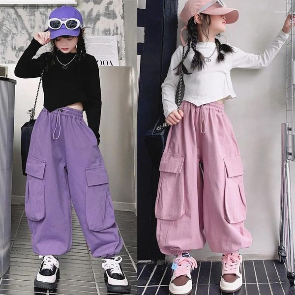 Palco desgaste 2023 trajes de dança de hip hop de salão para crianças camisas soltas hiphop calças terno streetwear meninas jazz dançando outfits dqs14234