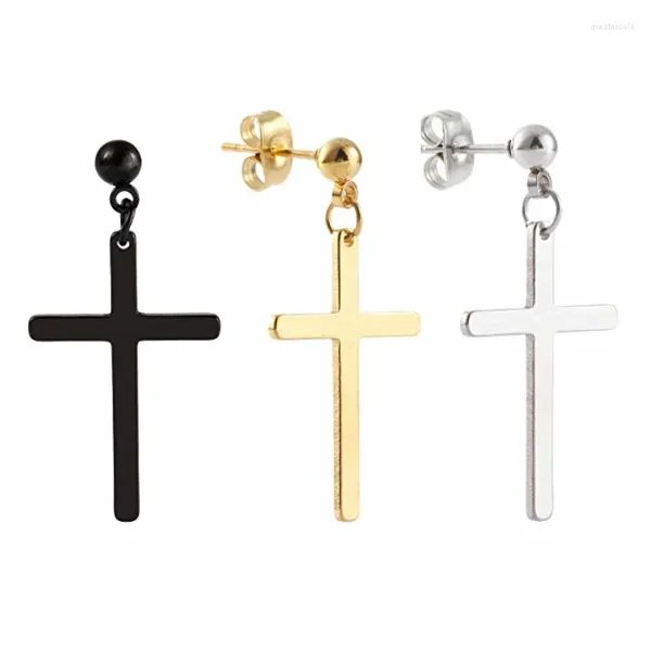 Brincos de parafuso prisioneiro de aço inoxidável cruz brinco corpo piercing jóias gota para homens mulheres