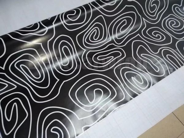 Adesivi Vinile mimetico stile cerchio bianco nero per pellicola da rivestimento per auto Con pellicola CAMO senza bolle d'aria per grafica camion / barca Foil 1.52X30M