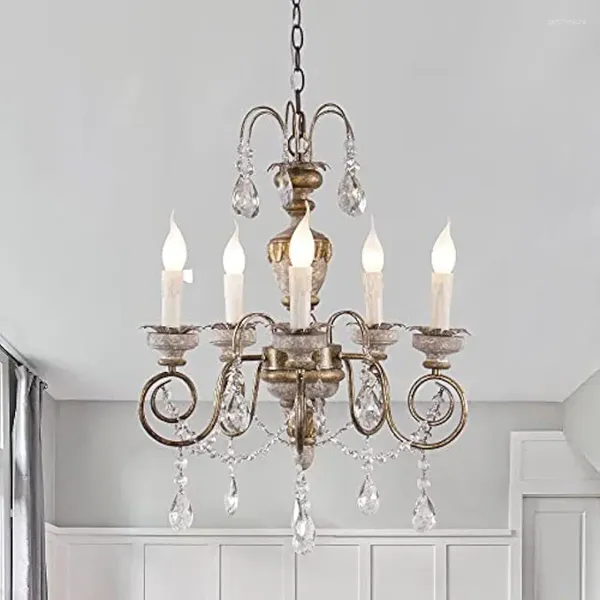 Lustres Overstock Country 5-Light Candle Style Crystal Chandelier Suspensão Luminária Lâmpadas para sala de estar