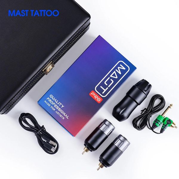 Machine Mast Tattoo Tour Pro Coreless Motor Permanent Tattoo Rotary Pen Wireless Hine Kit Set di due batterie Pro Needles Cartucce