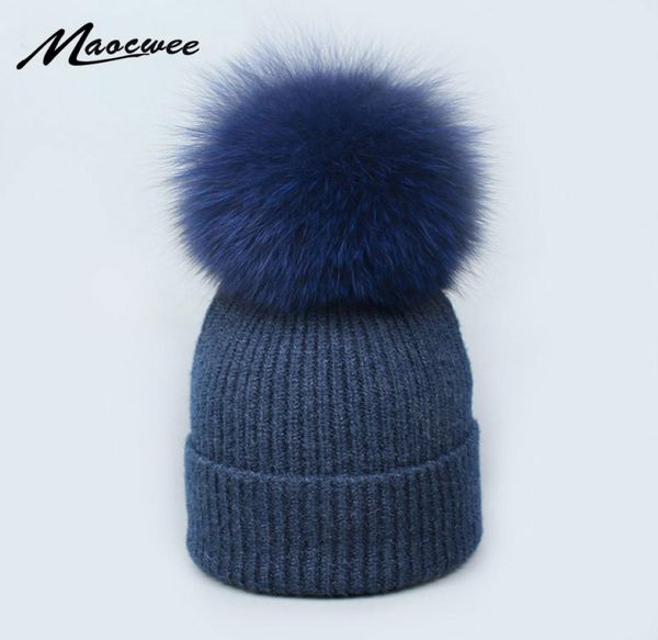 Echte Fuchspelz-Pompons, Ball, Skullies, Mützen, halten warm, Wintermütze für Damen, Kind, Mädchen, 039s, Wollmütze, Strickmütze, dick, weiblich, ca2467820