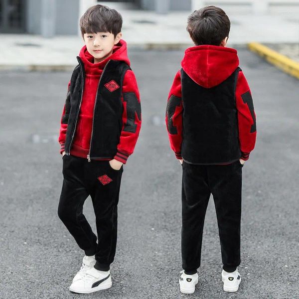 Kleidung Sets Sportanzug für Jungen Mädchen Warm Brief Kinder Weste Hoodies Hosen Trainingsanzug Kinder Sportswear 4 6 8 12Y