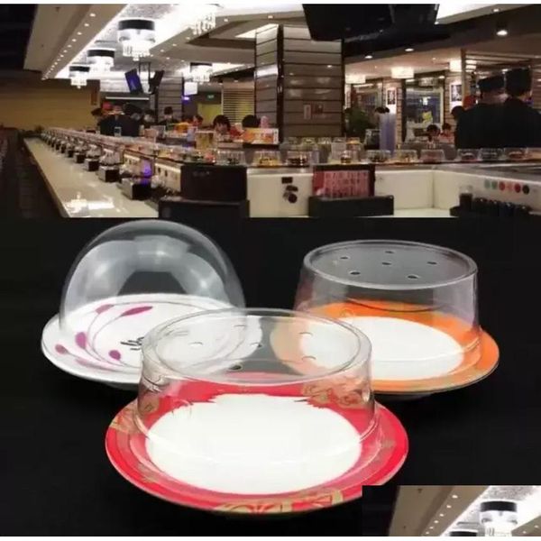 Outras ferramentas de cozinha tampa de plástico para prato de sushi ferramenta de cozinha buffet correia transportadora reutilizável placa de bolo transparente comida er restaurante ac otogh