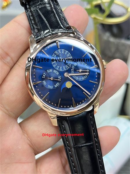 NX Fabrika İzle Kalıtım 43175/000R 41mm 1120QP hareketi Otomatik Mekanik Erkekler Saatleri Mavi Dial Mahkem Haftası Takvim Ay Faz Dalış Kollwatches-14