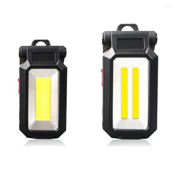 Linternas portátiles Linterna de camping ajustable USB recargable con imán de cola Soporte plegable Lámpara de trabajo Luz impermeable 1800mAh