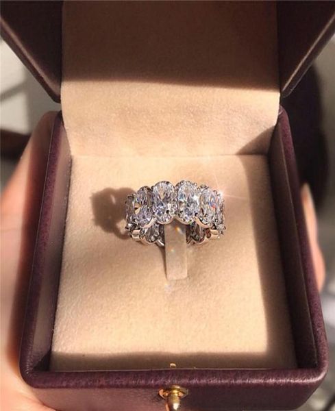 Vecalon Pink Lustre Eternity Promise anello in argento sterling 925 ovale 5A Cz anelli per fede nuziale per le donne Party Finger Jewelry5447510