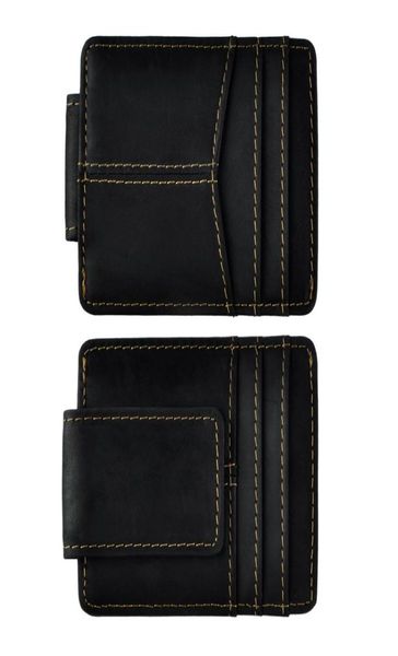 Masculino qualidade couro moda viagem fino carteira bolso frontal magnético clipe de dinheiro mini caso de cartão bolsa para homem 1017b1623156