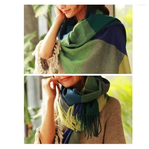 Sciarpe Sciarpa femminile con stampa scozzese colorata Elegante scialle invernale con nappe spesse imitazione cashmere caldo