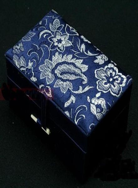 Kleine rechteckige, mit Baumwolle gefüllte Schmuck-Geschenkbox, florale Stoffverpackung, chinesische Seidenbrokat-Schmuckstücke, Kunsthandwerk, Steinsammlung, Aufbewahrung. 6264644