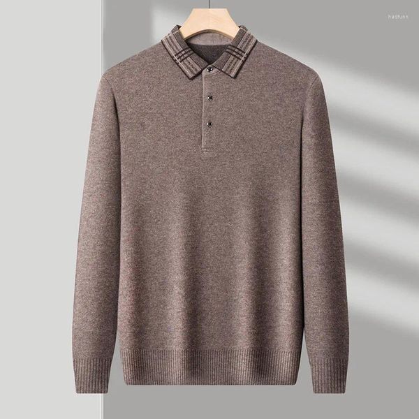 Maglioni da uomo Naizaiga 100 Lana Colletto rovesciato Manica lunga Grigio Verde Rosso Addensare 9 Pin Padre Inverno Pullover Maglione YC8