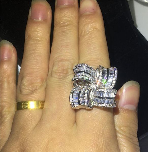 Vecalon большое роскошное кольцо с цветком из стерлингового серебра 925 пробы Т-образной формы с бриллиантами обручальное кольцо для женщин ювелирные изделия на палец2846073