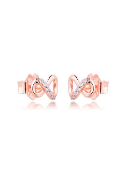 Orecchini per le donne Orecchino a bottone infinito rosa Pendientes Kolczyki Orecchini Aretes Brincos Gioielli in argento sterling 9259553032