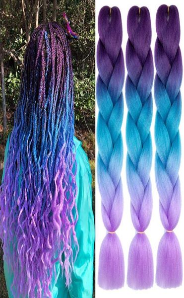 Lans 24 Polegada jumbo trança cabelo africano tranças longas para caixa crochê extensões de fibra sintética de alta temperatura três color8740244