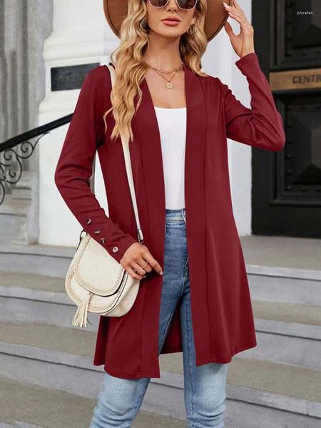 Maglieria da donna Sweet Memory 2024 Abbigliamento Autunno Cardigan lungo Maniche lavorate a maglia larghe Maglioni grigio viola