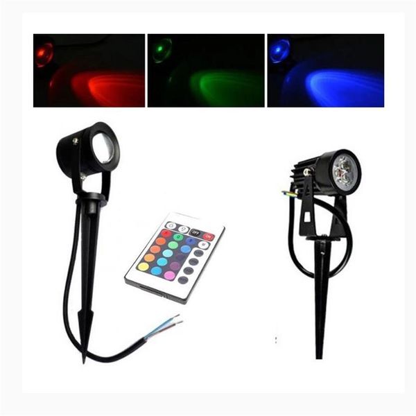 Luci da giardino a LED RGB 12V 220V 110V 10W 7W 6W 5W 3W Faretto per esterni Lampara per prato Jardin Impermeabile in fusione di alluminio Ship339f