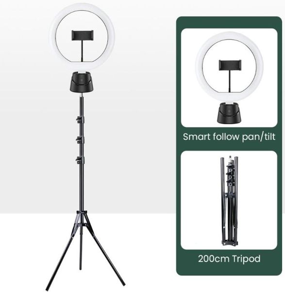 Stabilizzatore cardanico Smart Selfie Stick da 360 gradi con luce ad anello Pography Supporto per telefono con treppiede per fotocamera con tracciamento automatico degli oggetti per il viso8936961