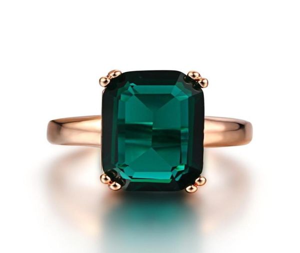 Кольцо с натуральным изумрудом Циркон с бриллиантами для женщин Обручальные кольца с зеленым драгоценным камнем Кольцо из розового золота 14 карат Ювелирные изделия Y3344573