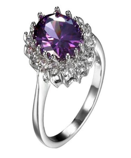 10 Stück einzigartige Weihnachtsgeschenke Amethyst London Blue Topaz Kubikzirkonia Kristall Edelstein Russland 925 Sterling Silber Schwarz Gold Wed1555133