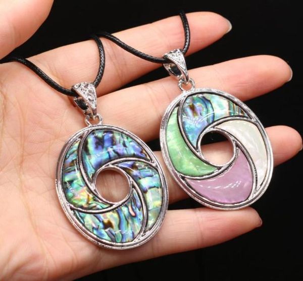 Colares Pingente Natural Oval Abalone Shell Mãe De Pérola Cera Thread Colar Acessórios Para Mulheres Jóias Presente Comprimento 55cm Si2321692