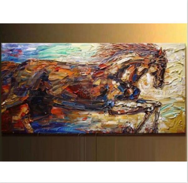 Dipinti NUOVO Grande dipinto a olio animale dipinto a mano al 100% su tela Impressione Cavallo Decorazione della parete di casa Arte Dipinti astratti moderni Senza cornice B