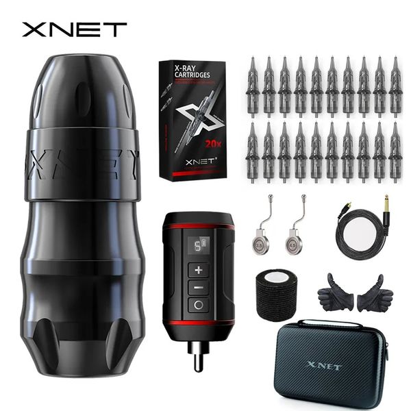 Xnet sita kit de máquina de caneta de tatuagem, poderoso motor sem escova, conector de cabo 354045mm rca para arte corporal 231225