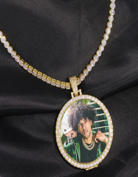 Personalizado feito bebê po medalhões pingente colar 3mm corrente cubana ouro prata gelado cz men039s hip hop jóias família gif6229413