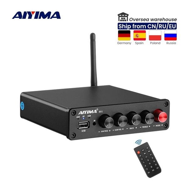 Altoparlanti AIYIMA B01 Bluetooth 5.0 Subwoofer Amplificatore di potenza digitale 50Wx2 + 100W TPA3116 Stereo 2.1 Amplificatore per altoparlanti Audio Amplificatore USB