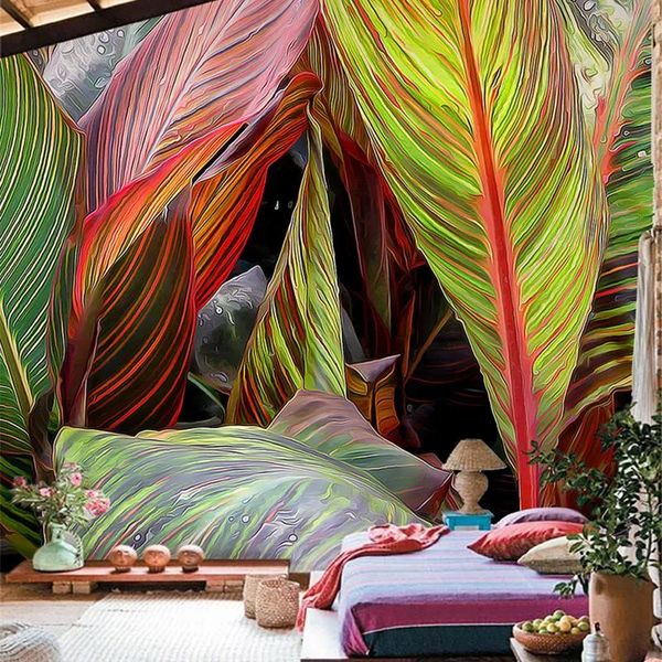 Wallpapers personalizado 3d grande mural quarto sala de estar sofá tv papel de parede pintado à mão tropical floresta tropical folha de bananeira não tecido foto mural