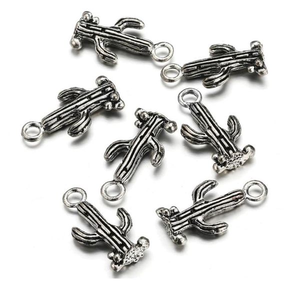 100PCS 24x13mm Antik Silber Farbe Legierung Kleine Zubehör Korallen Anhänger Pflanze Kaktus Charms für Halskette DIY Herstellung von Schmuck Find9035292