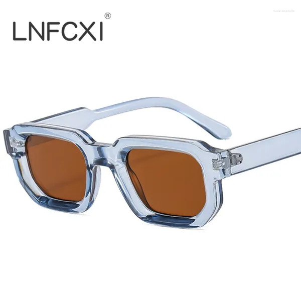 Sonnenbrille LNFCXI Retro Square Frauen Fashion Shades UV400 Vintage Blue Tea Punk Männer Sonnenbrille Großhandel