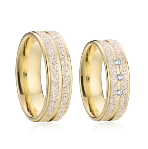 Anelli a grappolo 1 paio Set di fedi nuziali Love Alliance per donna Uomo Anello in titanio placcato oro smeriglio 18k Coppie Anniversar9119376