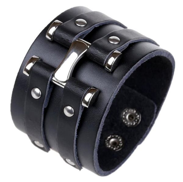 Trendy Punk Rock Armbänder Männlich Weiblich Persönlichkeit Hip Hop Stil Zubehör PLB011 Schwarz Leder Gewebt Armband Jewelry4024346