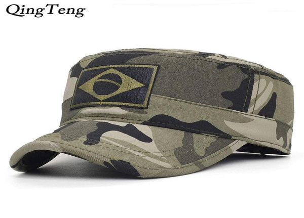 Uomini Tattici Camo Cappelli Ricamo Brasile Bandiera Berretto Piatto Squadra Maschile Berretti da baseball Army Force Jungle Hunting Cap14300643