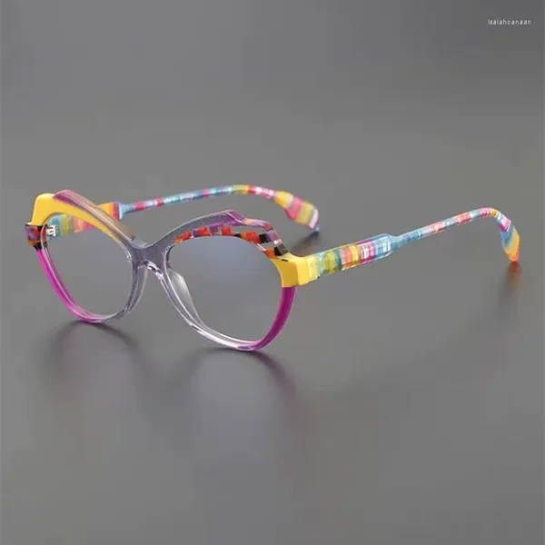 Óculos de sol quadros irregular gato olho prescrição óculos para mulheres miopia vintage acetato cor óptica
