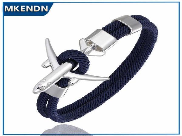 MKENDN Moda Avião Âncora Pulseiras Homens Charme Corda Cadeia Paracord Pulseira Masculino Mulheres Estilo Envoltório Metal Esporte Gancho X07068801299